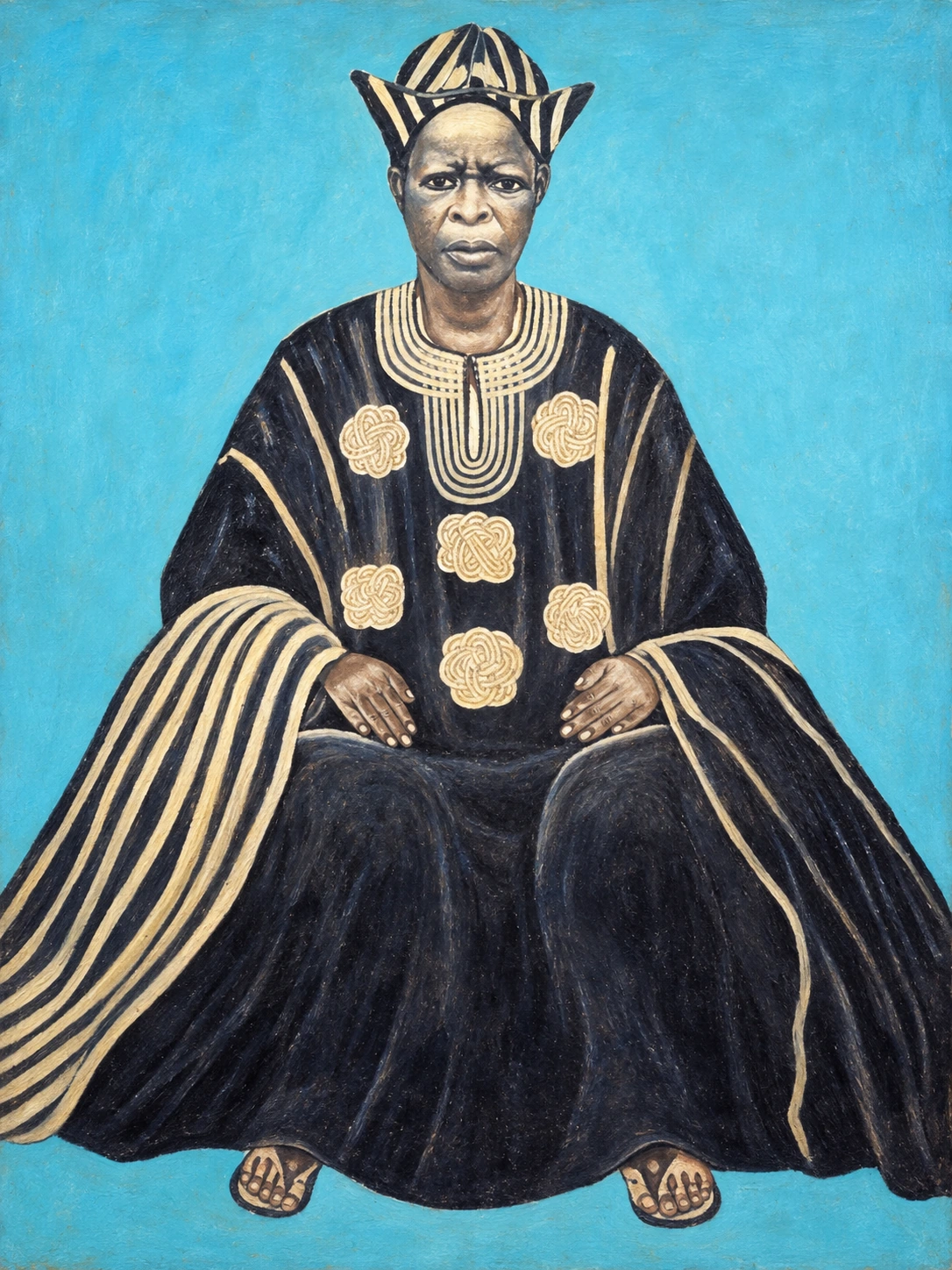 Family portrait of Bàálẹ̀ Atóyèbí Joseph in ceremonial dress